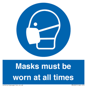 Masks must be worn at all times